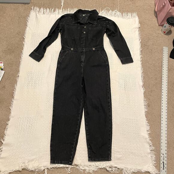 Savannah Miller Next denim studded utility jumpsuit coverall 10 medium P 7060 - Picture 8 of 15